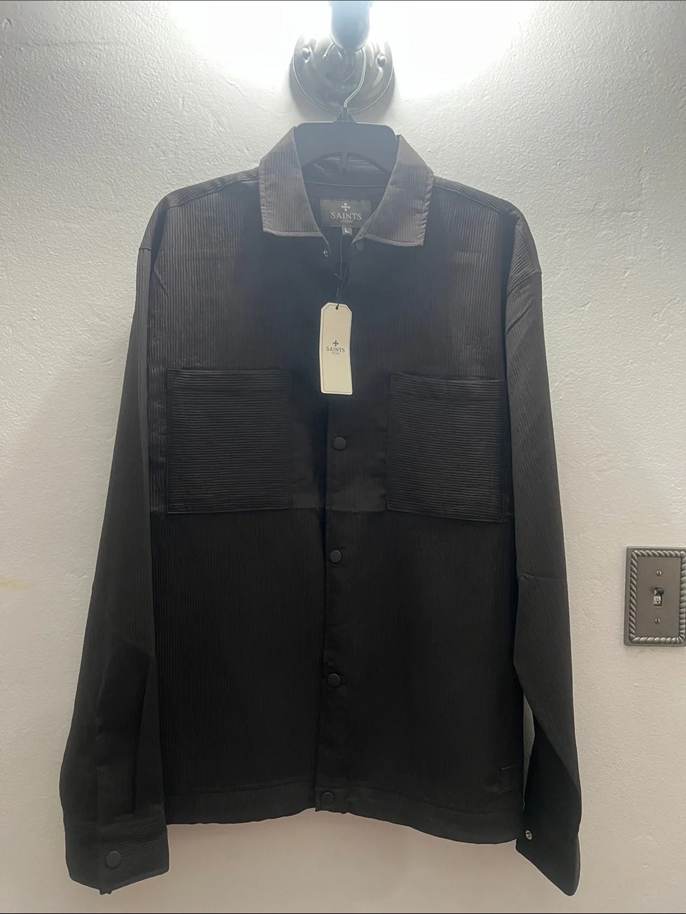 Saints Studio Black Ribbed Button-Up Jacket